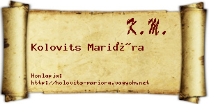 Kolovits Marióra névjegykártya